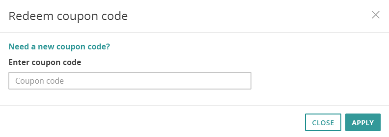 Redeem coupon code dialog
