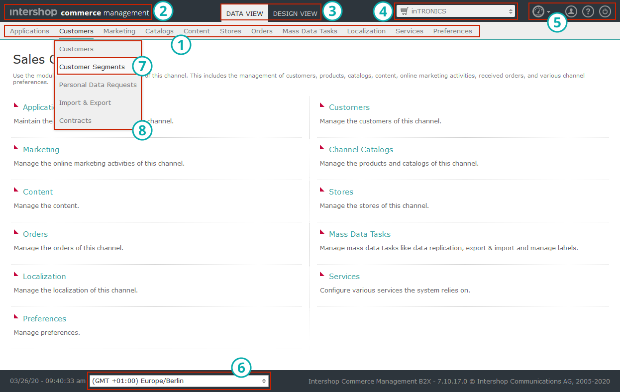 Main navigation elements