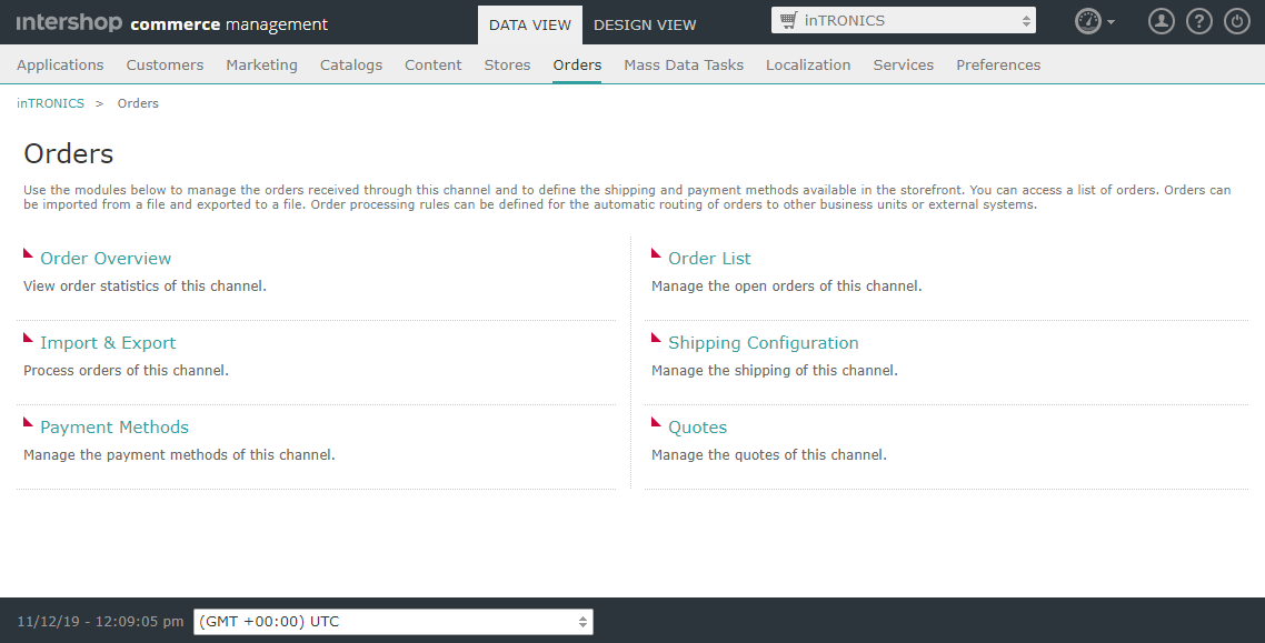 Overview page