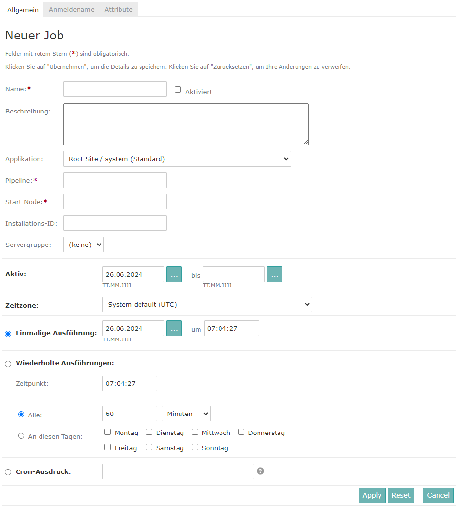 Festlegen von Job-Details