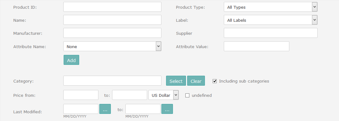 Advanced product search: General product attributes