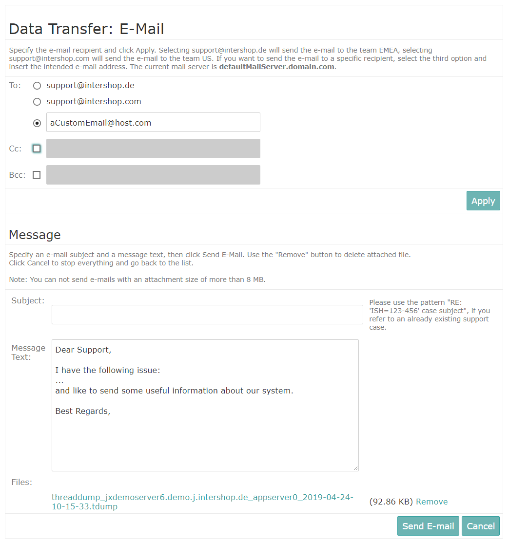 E-mail data transfer