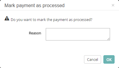Setting a payment as processed